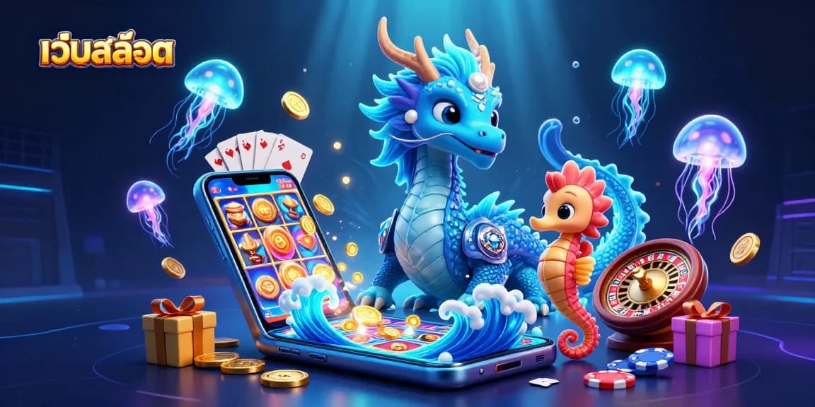 Play เว็บสล็อต with thrill as a majestic water dragon and seahorse knight celebrate big wins!