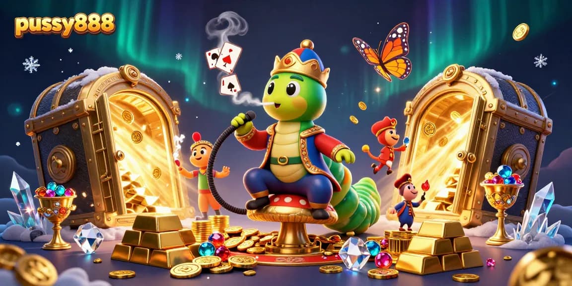 Play exciting slots with pussy888, featuring vibrant characters and golden treasures galore!
