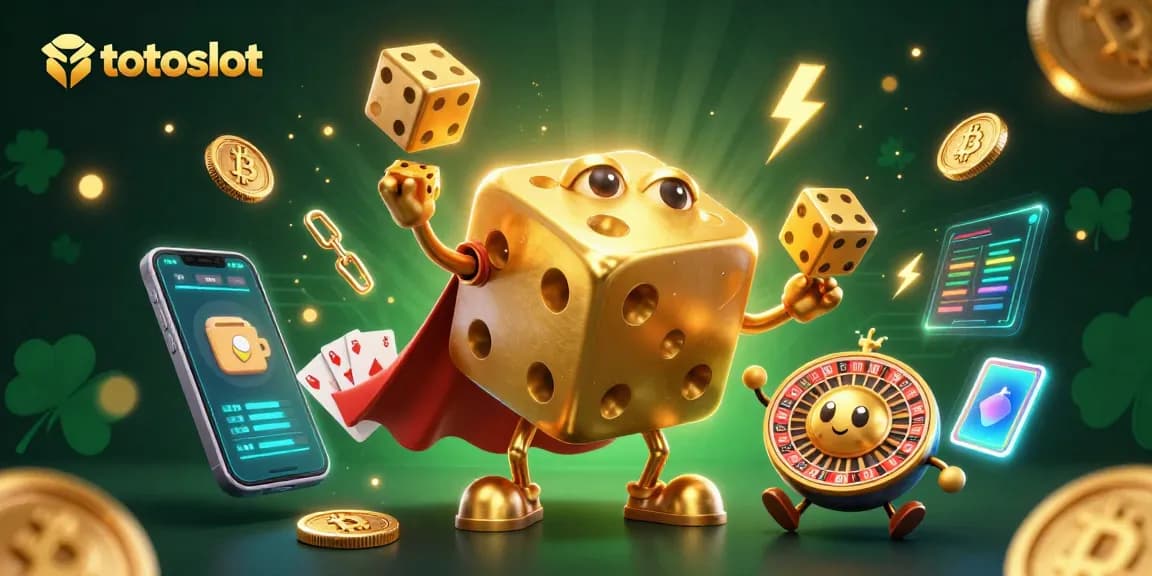 Win big at totoslot with a vibrant 3D illustration depicting dynamic gameplay and rich casino elements.