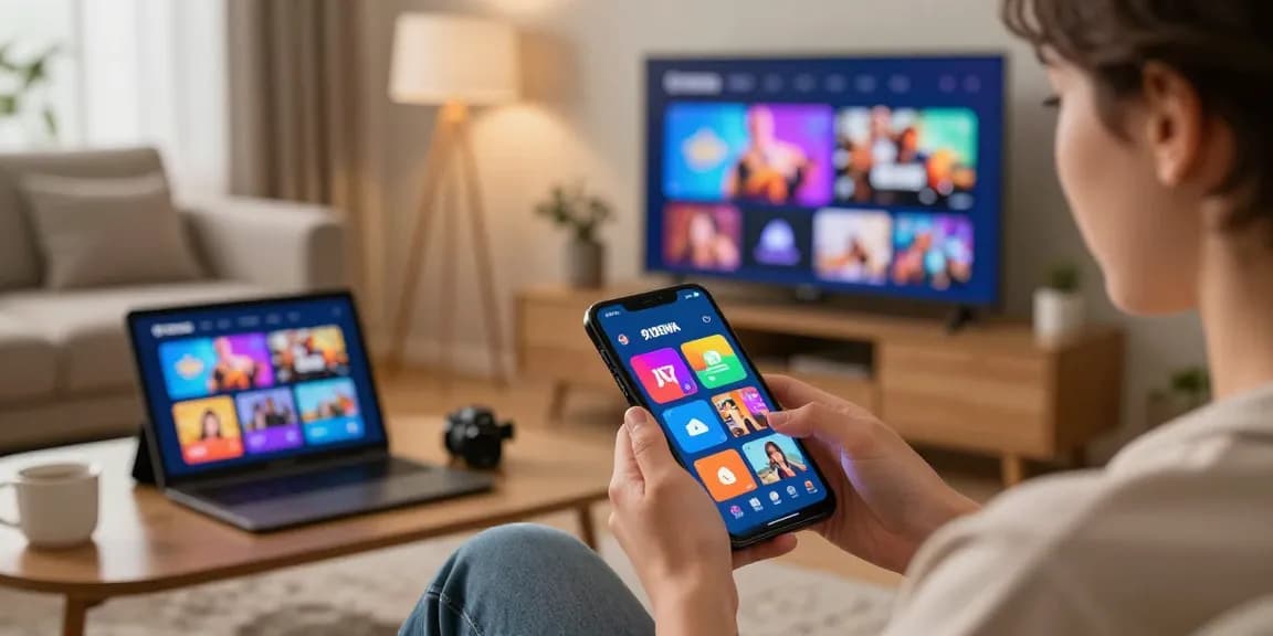 Pengguna menikmati konten di 91dewa dengan perangkat mobile modern dan suasana nyaman.