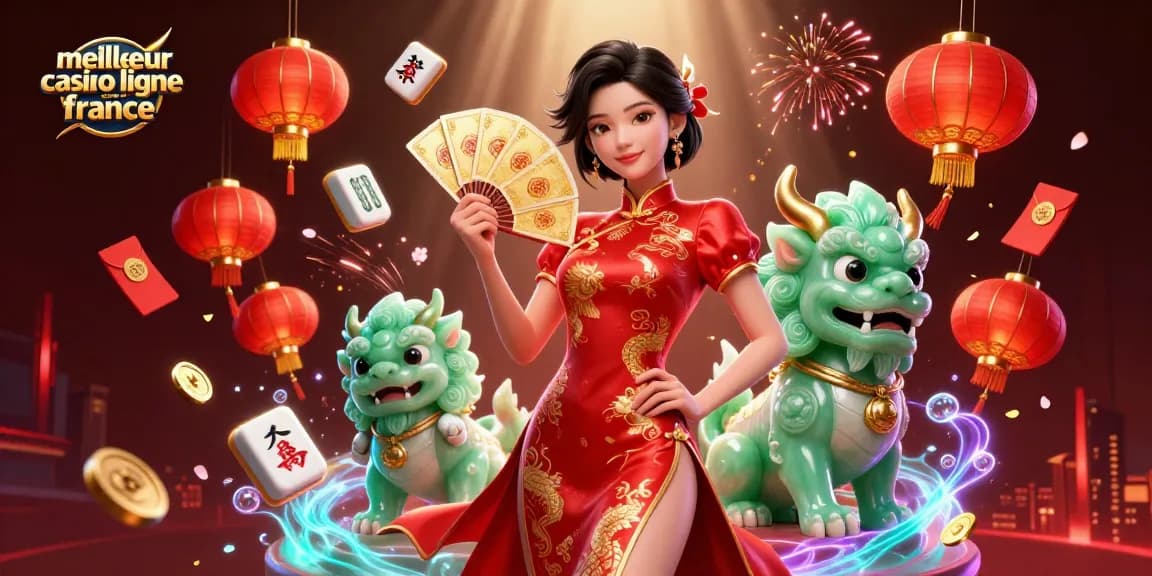 Vivez l'excitation au meilleur casino en ligne France avec une illustration 3D dynamique mettant en avant des éléments de jeu luxueux