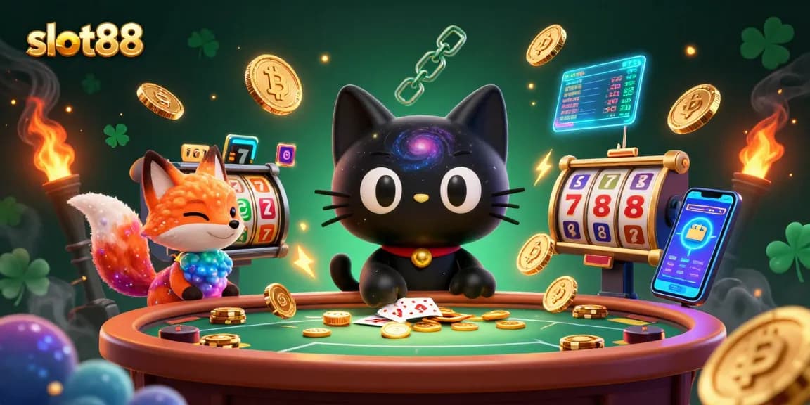 Mainkan slot88 dan dapatkan jackpot dalam kasino imersif dengan kucing hitam bertema galaksi dan teman nebula yang berwarna-warni.
