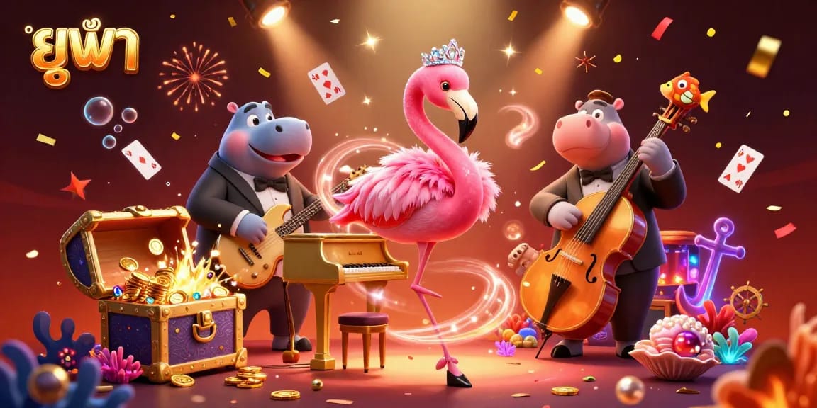 Experience the excitement with ufabet and immerse in dazzling casino visuals featuring performers, treasure, and vibrant action.