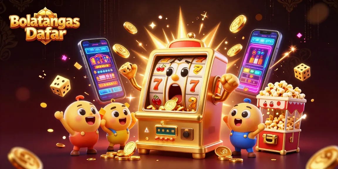 Spin to win with Bolatangkas Daftar, featuring a 3D slot machine celebrating a jackpot explosion!