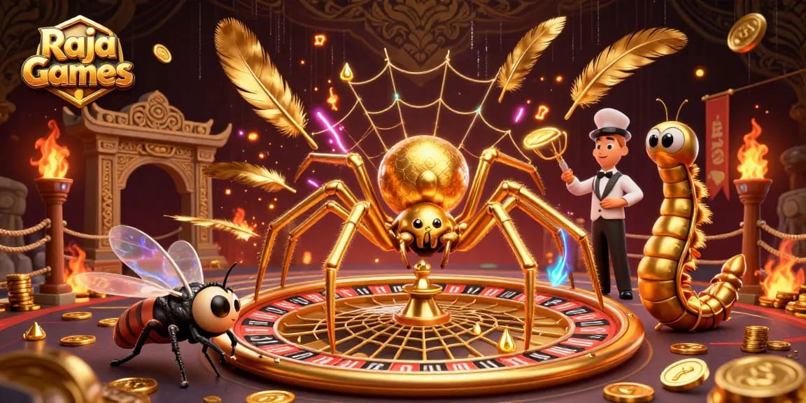 Experience thrilling betting with Raja Games at a vibrant casino-themed dynamic scene