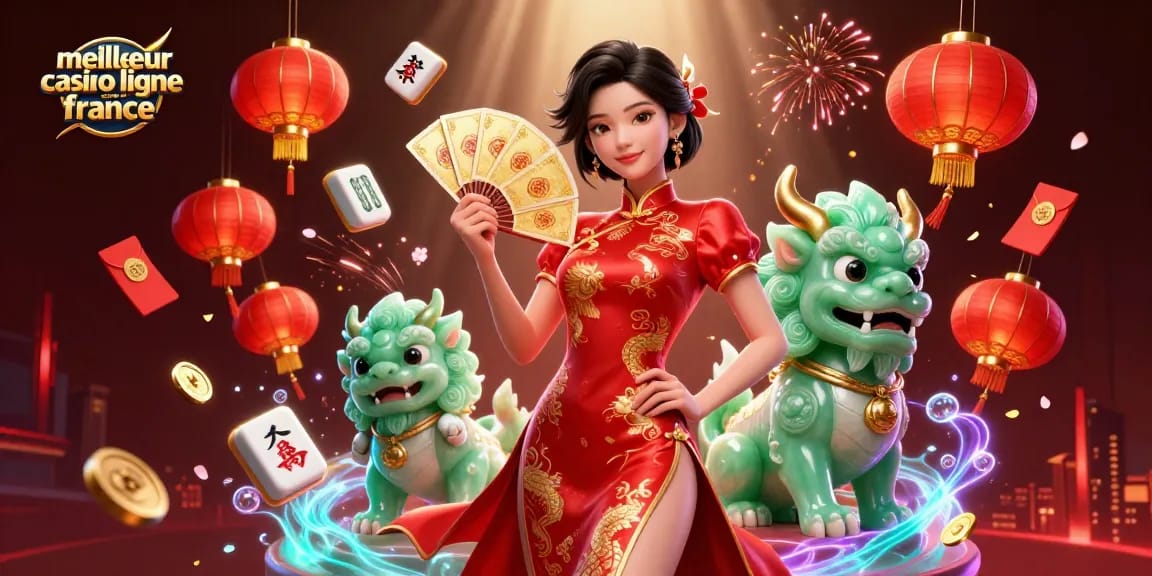 Vivez l'excitation au meilleur casino en ligne France avec une illustration 3D dynamique mettant en avant des éléments de jeu luxueux