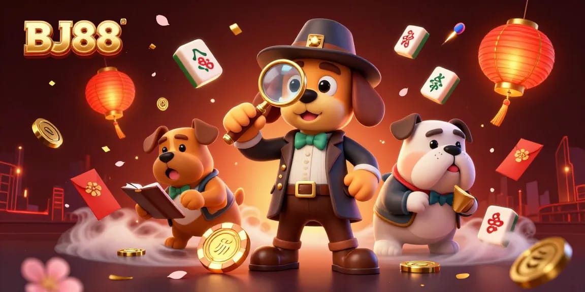 Engage with BJ88, exploring golden poker chips in a vibrant 3D casino illustration scene.