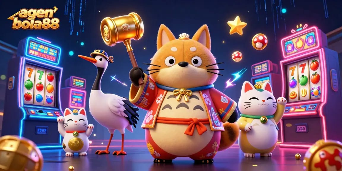 Engage in winning strategies at agen bola88 with playful characters and vibrant casino scenes.