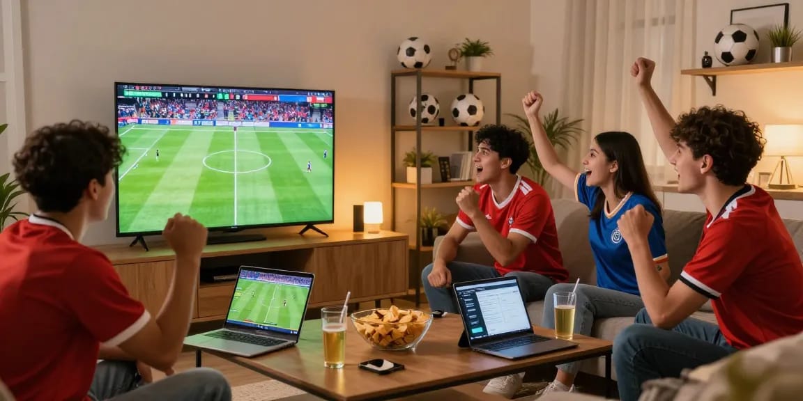 Pelotalibre users enjoying live football streaming with friends in a cozy setting.