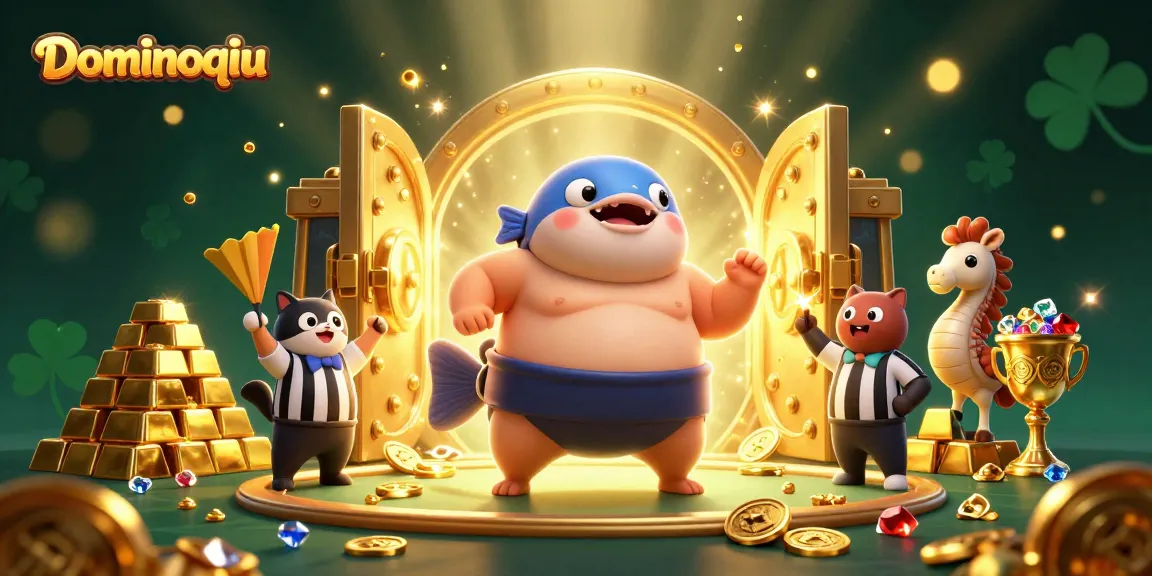 Play exciting Dominoqiu in a vibrant underwater casino scene featuring engaging characters and treasure.
