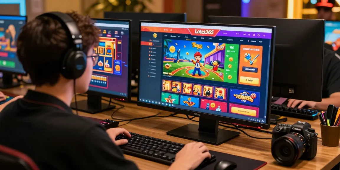 Player experiencing thrilling online betting with Lotus365 platform on desktop, showcasing vibrant games and rewards.