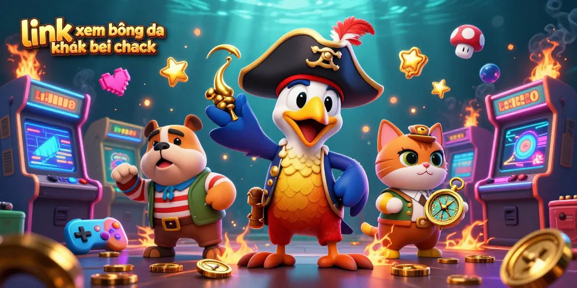 Engage with link xem bóng đá không bị chặn within an exciting casino environment featuring animated characters and gaming elements.