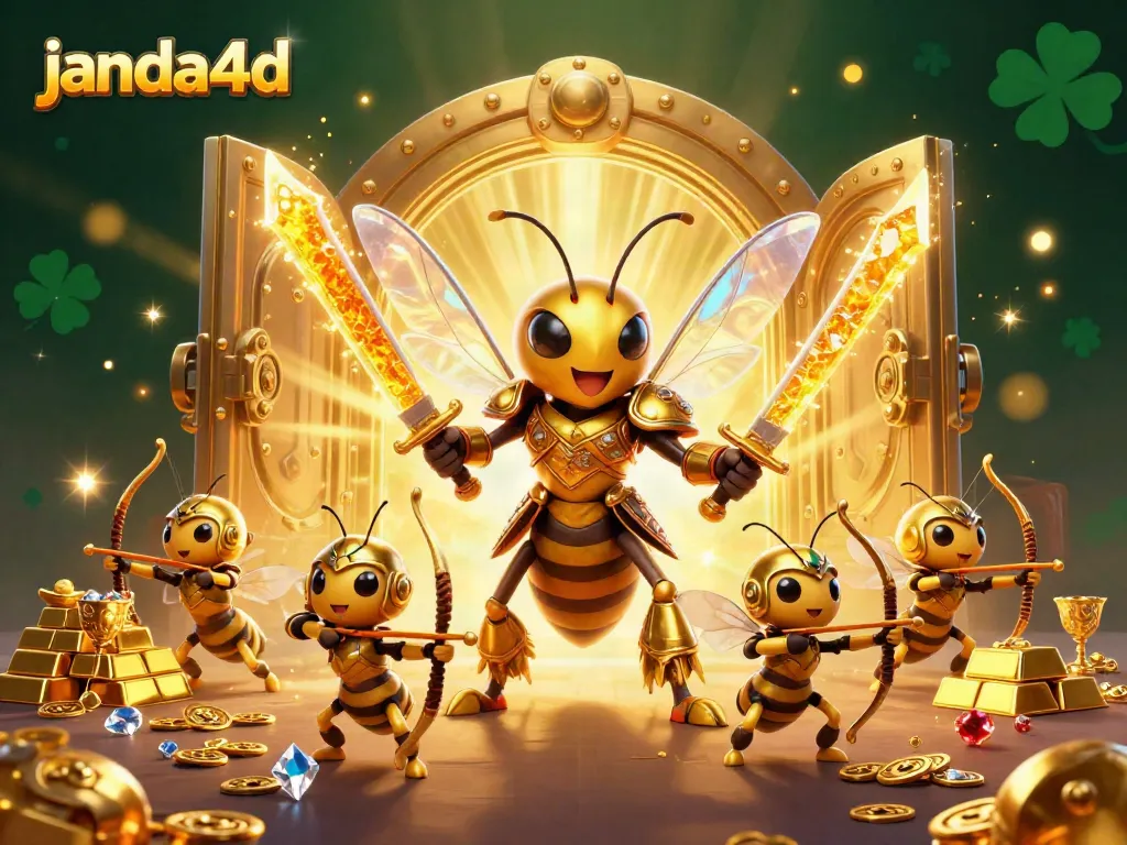 JANDA4D menyajikan ilustrasi 3D dari karakter menarik dalam atmosfer kasino, memberi kesan keajaiban.