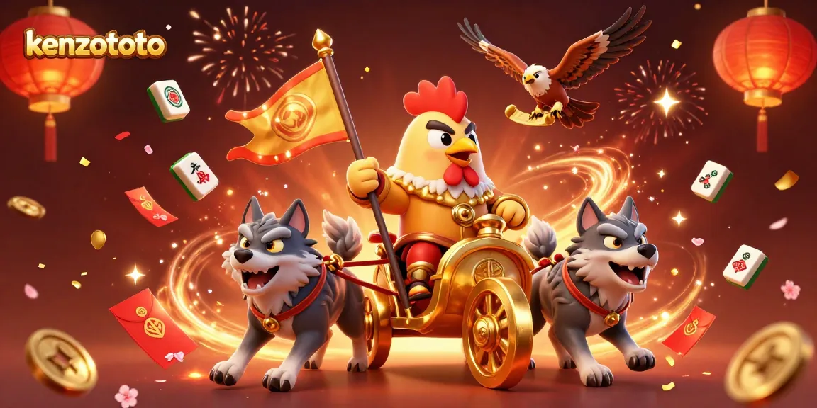 Experience thrilling gaming with kenzototo, featuring a dynamic rooster warlord and rich casino elements.