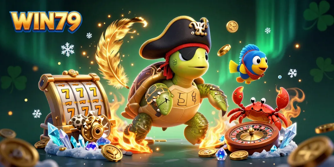 Experience the exciting world of WIN79 with dynamic casino games featuring vibrant characters and golden treasures.