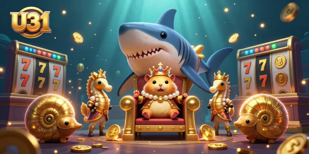 Engage with U31 for thrilling gaming adventures through an underwater casino scene featuring a golden hamster king.