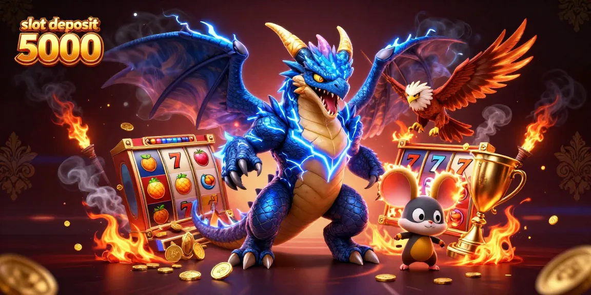 Experience thrilling slots with slot deposit 5000, showcasing vibrant characters in a dynamic casino scene.