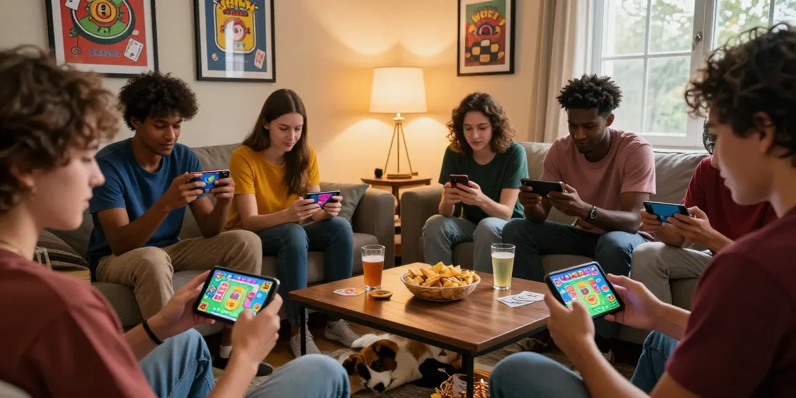 Engaged friends playing 3 Patti World on smartphones, showcasing the latest version of the mobile gaming app.