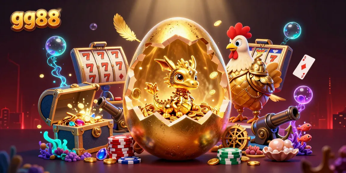 Experience thrilling gameplay at gg88 with a vivid scene of golden dragon and slot elements.