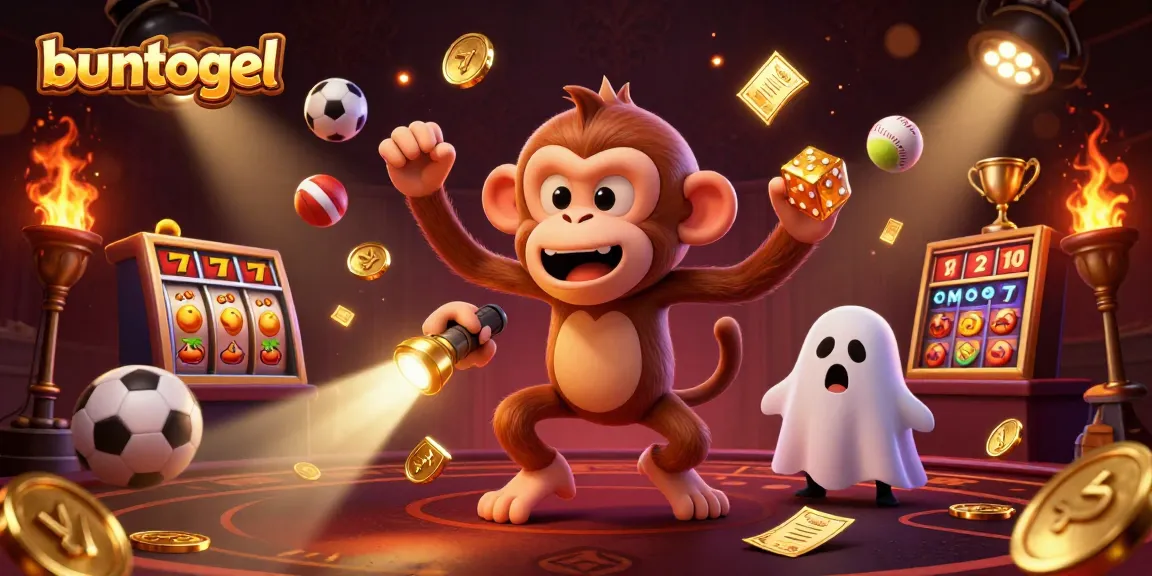 Experience the thrill of gaming at Buntogel with a poltergeist monkey and golden elements in action.