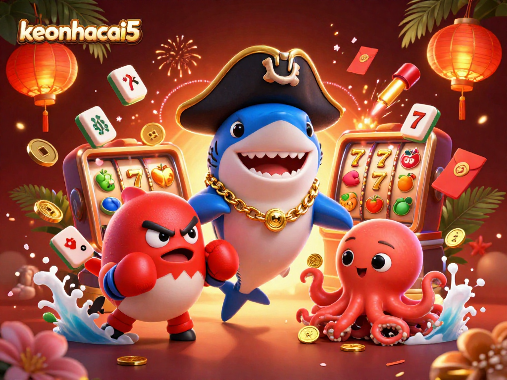 Experience exciting wins with keonhacai5 in a vibrant 3D illustration of a playful casino scene.