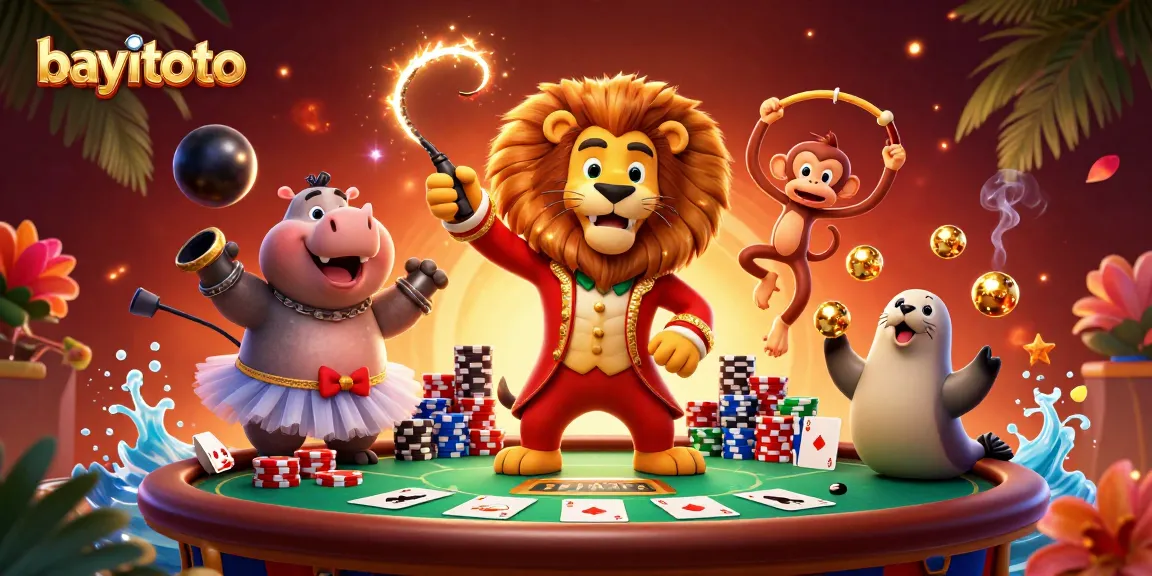 bayitoto offers thrilling promotions with a colorful circus-themed casino scene full of excitement