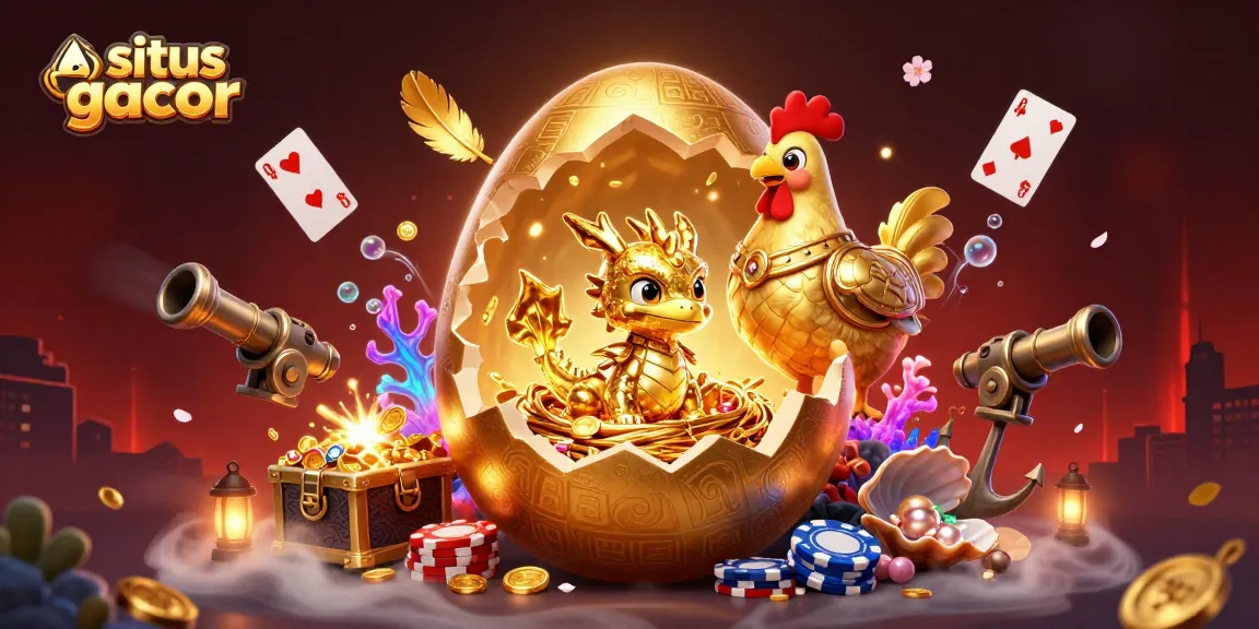 Situs gacor mempersembahkan ilustrasi slot dengan naga emas dan poker chip, menonjolkan peluang besar untuk menang.