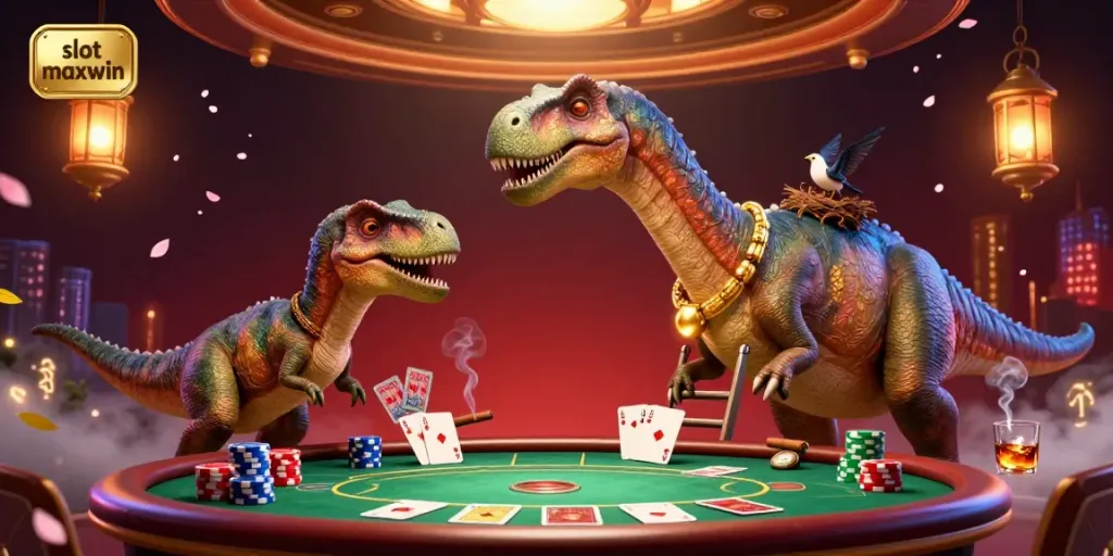 Mendapatkan slot maxwin dengan berbagai elemen kasino dan permainan menarik di ilustrasi.