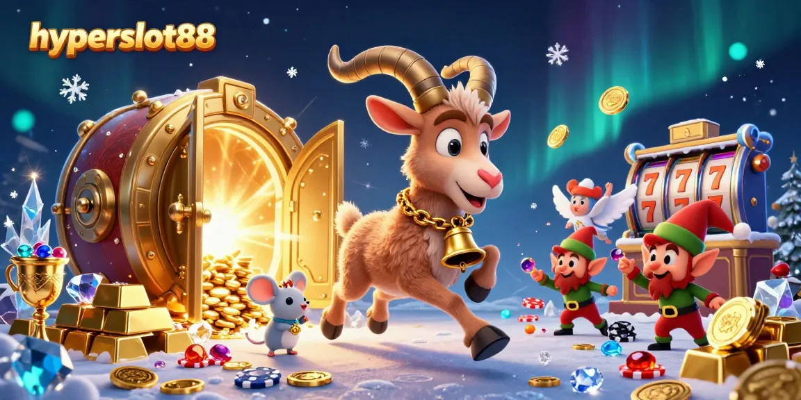 Engage with hyperslot88 at a festive casino scene with Krampus and mischievous elves.