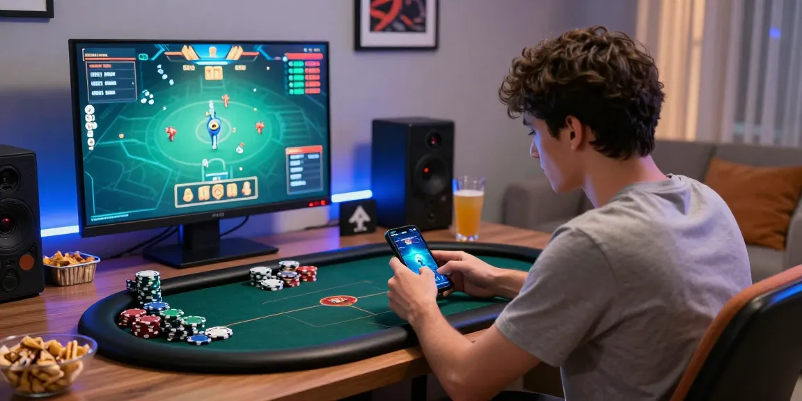 Engaged player ready to get app for Poker Game, showcasing vibrant interface and poker chips.