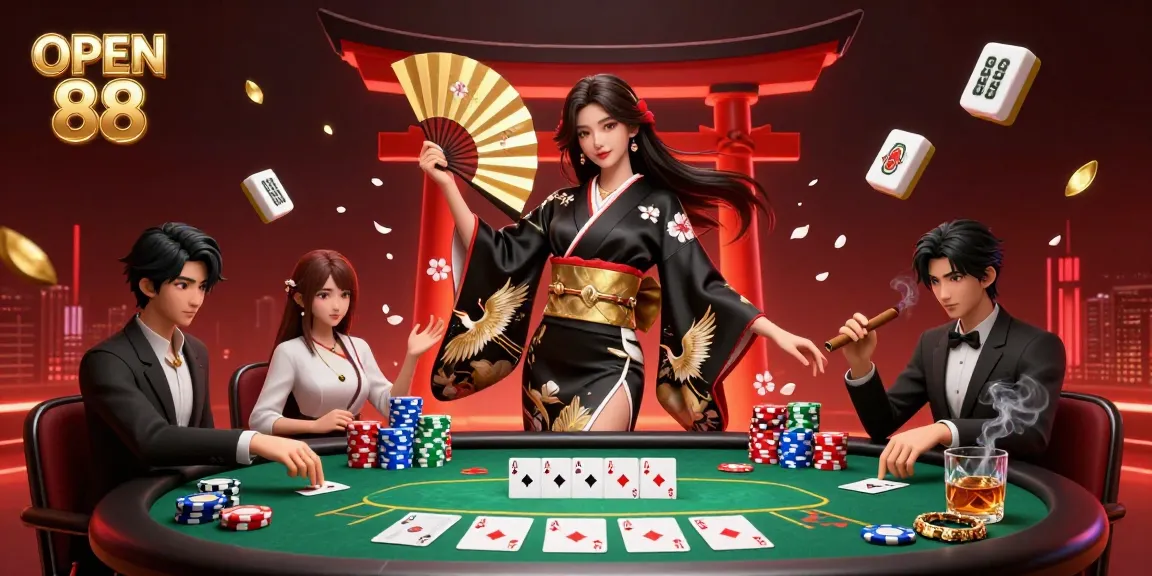 Engage with OPEN 88 at a luxurious casino scene featuring elegant elements and poker action.