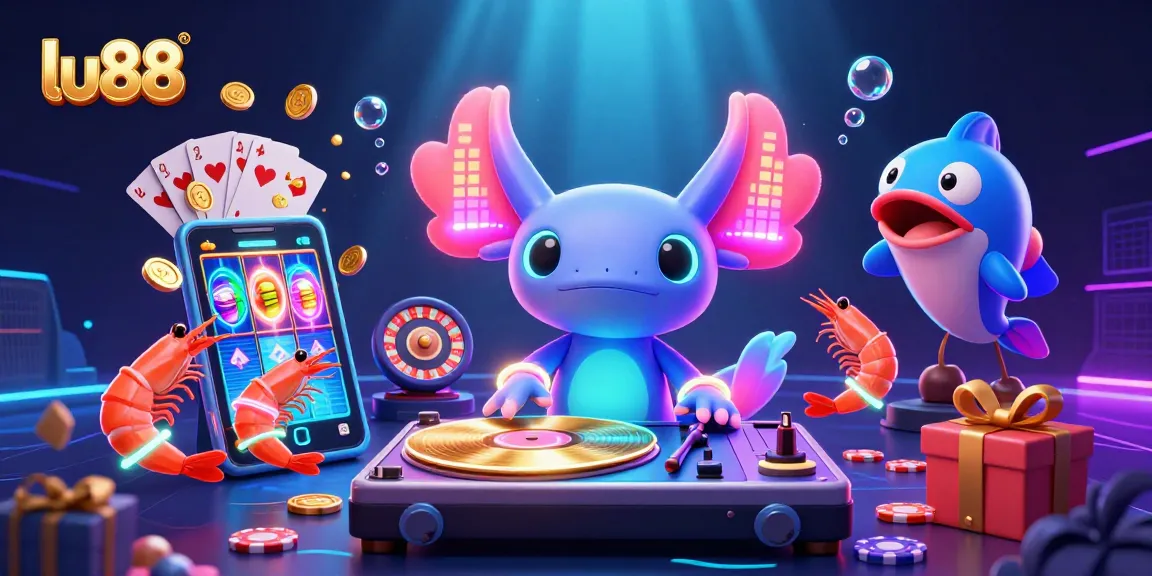 Play colorful slot games with lu88 in an engaging underwater scene featuring lively characters.