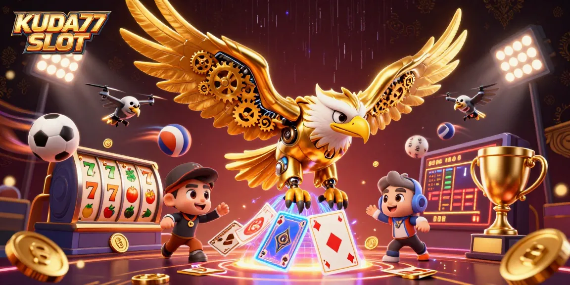 Menangkan pengalaman bermain KUDA77 SLOT dengan gaya penuh warna dan elemen kasino yang menarik.