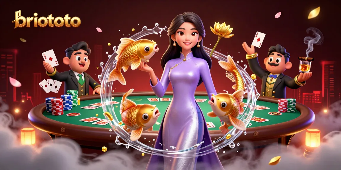 Place your bets with briototo at an exciting poker table, featuring vibrant game elements.