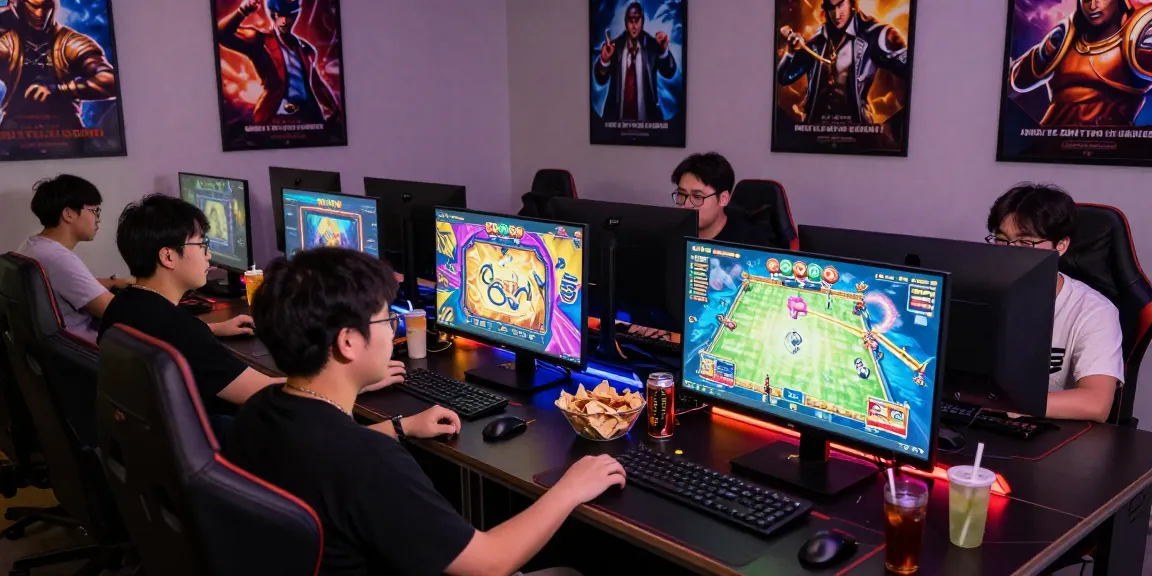 Players enjoying SlotQQ QQHOLIC games in an engaging gaming setup with vibrant visuals and snacks.