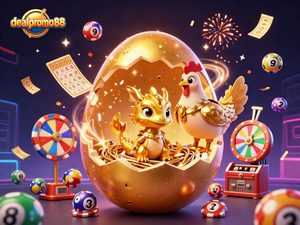 Boost your winning chances at dealpromo88 with a vibrant casino-themed digital illustration of a golden dragon!