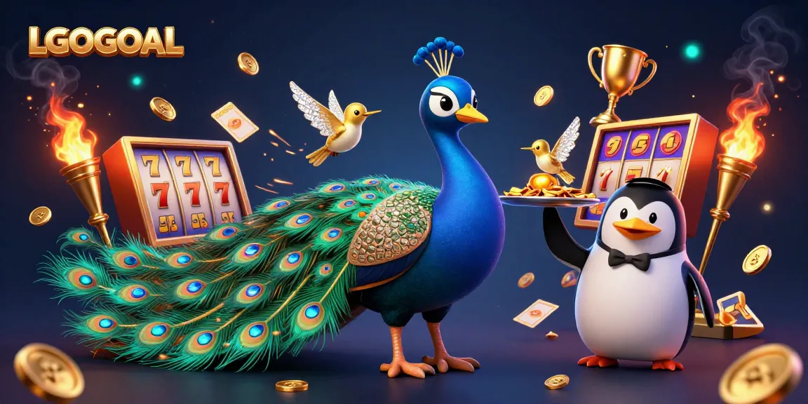 Experience big wins at LGOGOAL with an illustration showcasing vibrant slots and golden gaming elements.