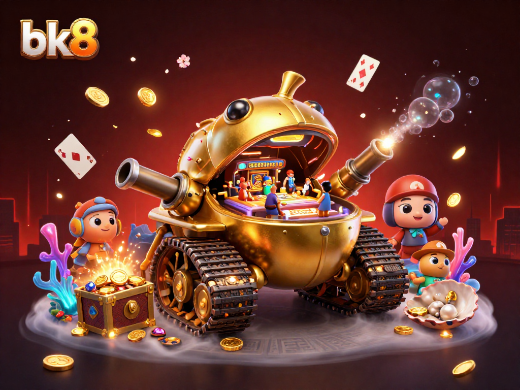 Experience the dynamic world of bk8 with a vibrant casino scene in a 3D golden beetle tank.