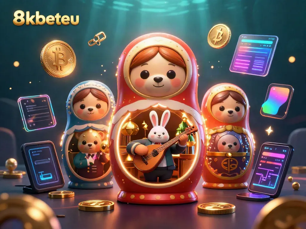Engage with 8kbeteu and experience the vibrant 3D casino world featuring playful characters and crypto elements.
