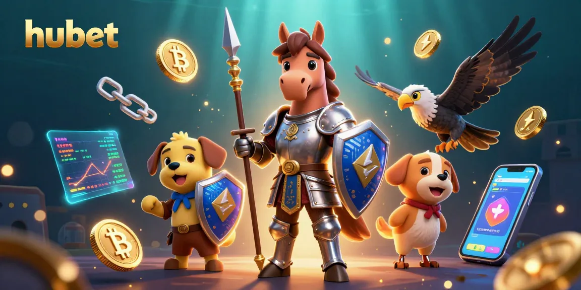 Experience high-stakes action at hubet with 3D knights and crypto coins in a vibrant scene.
