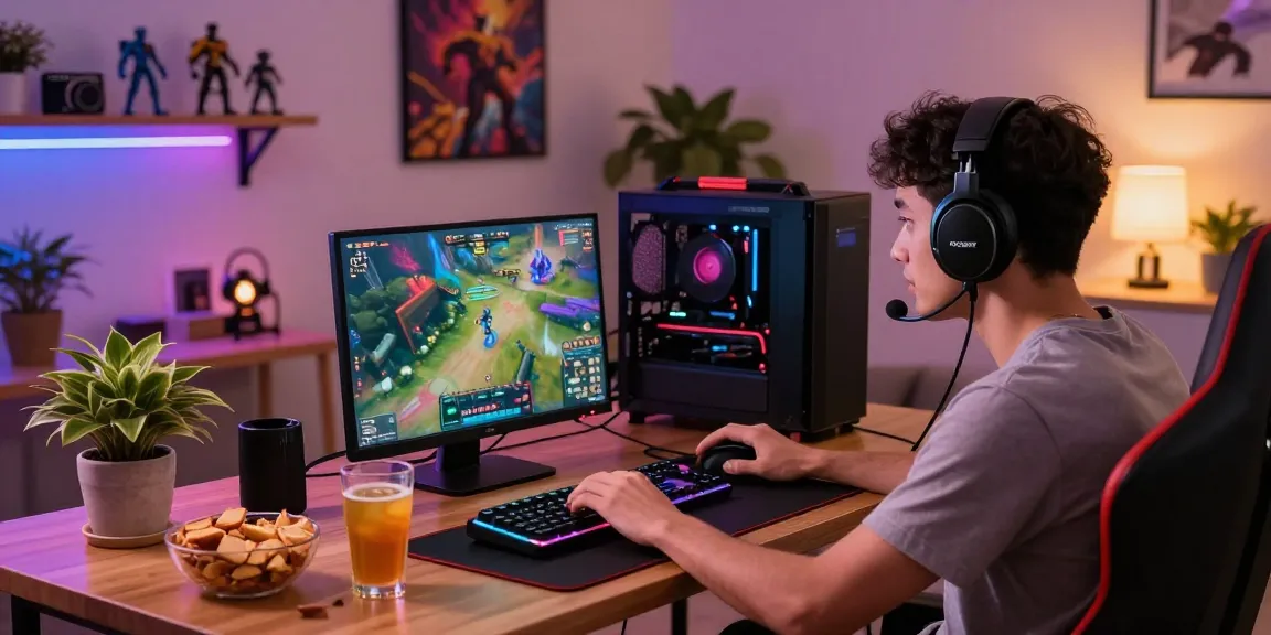 Exciting gaming setup depicting MPOSPORT link alternatif in a cozy room filled with gaming gear.
