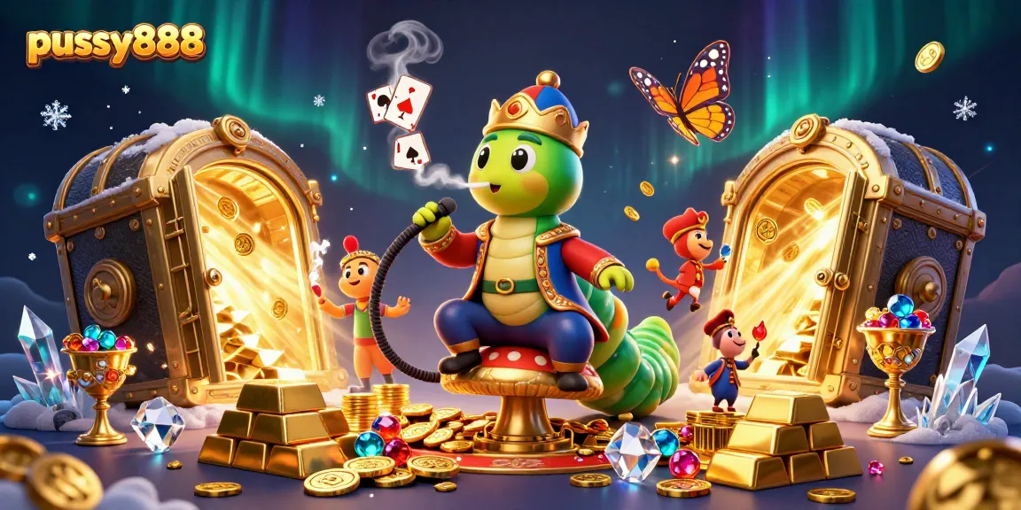 Play exciting slots with pussy888, featuring vibrant characters and golden treasures galore!