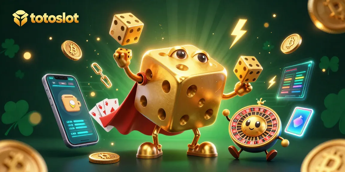 Win big at totoslot with a vibrant 3D illustration depicting dynamic gameplay and rich casino elements.