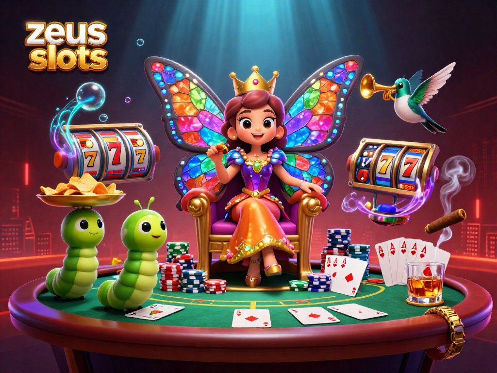 Catching big wins at zeus slots with a vibrant casino illustration featuring exciting game elements.