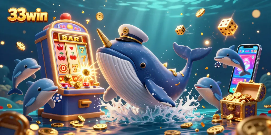 Engage with 33win's thrilling casino adventure featuring a vibrant scene of colorful characters and jackpot excitement.