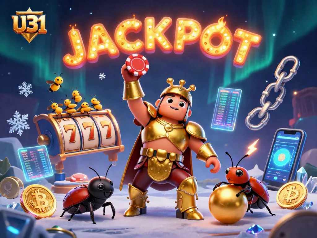 Engage in thrilling gameplay at U31 with vibrant casino elements surrounding animated characters.