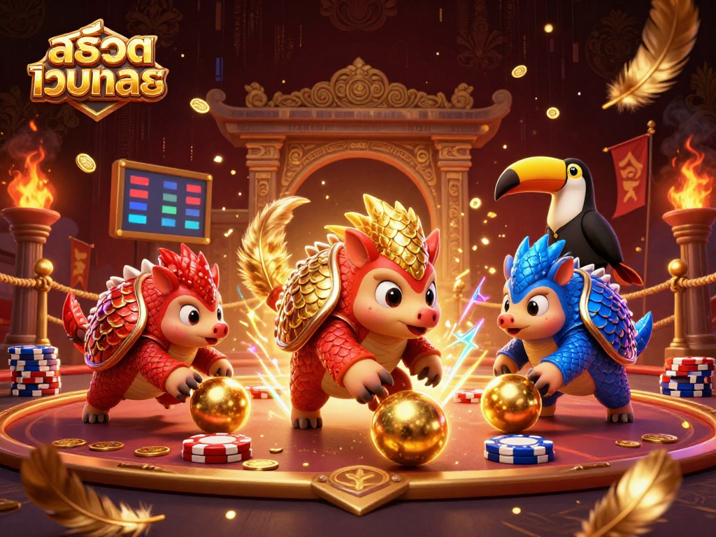 Experience exciting gameplay with สล็อตเว็บตรง featuring dynamic pangolins in a vibrant casino scene.