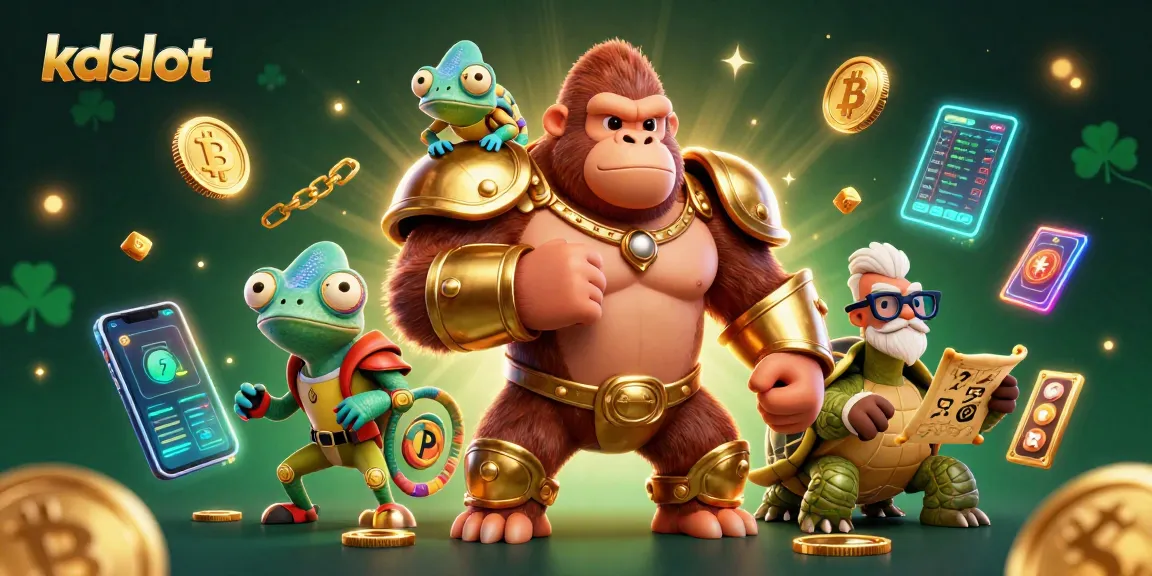 Kdslot players enjoy a thrilling gaming scene with colorful characters and vibrant casino elements.