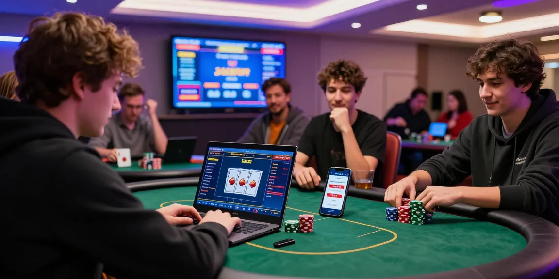 Dewapoker Live Jackpot tournament scene with players engaged in online poker, vibrant atmosphere showcasing excitement and camaraderie.