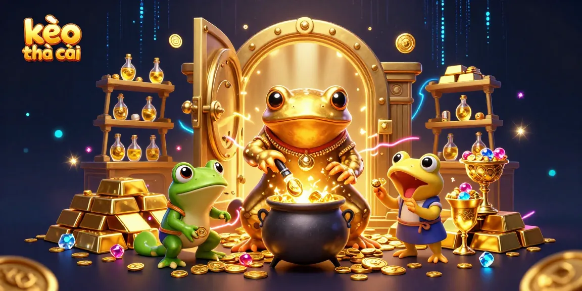 Engage in kèo nhà cái action with golden alchemist crafting coins in a mystical laboratory.